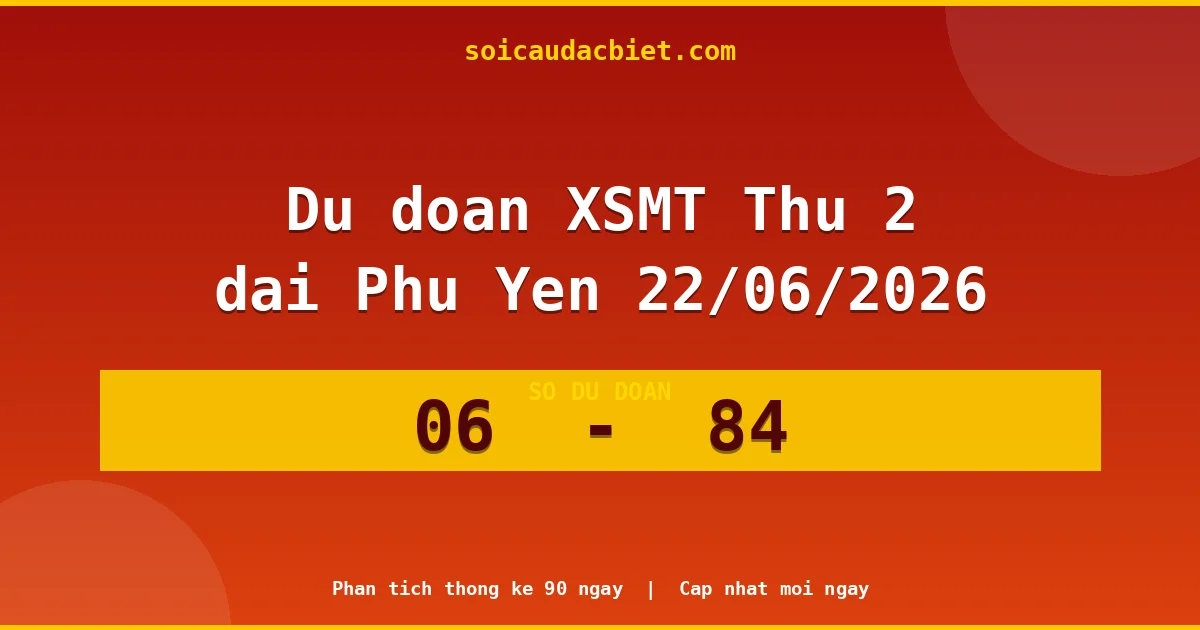 Dự đoán XSMT Thứ 2 đài Phú Yên 22/06 chuẩn xác nhất