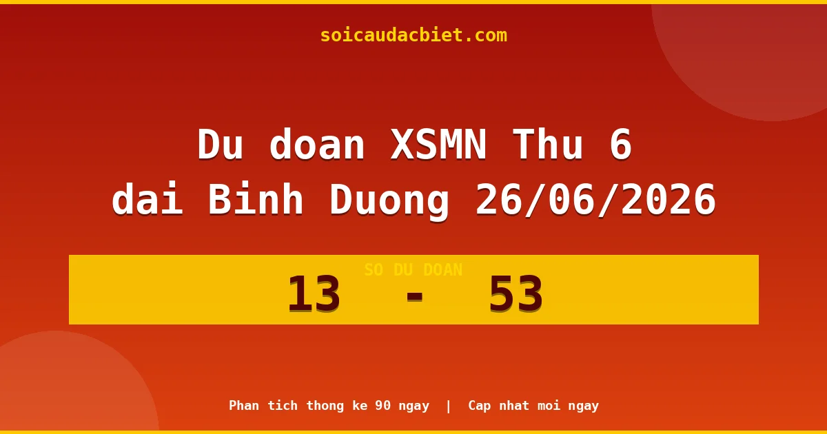 Dự đoán XSMN Thứ 6 đài Bình Dương 26/06 chuẩn xác nhất
