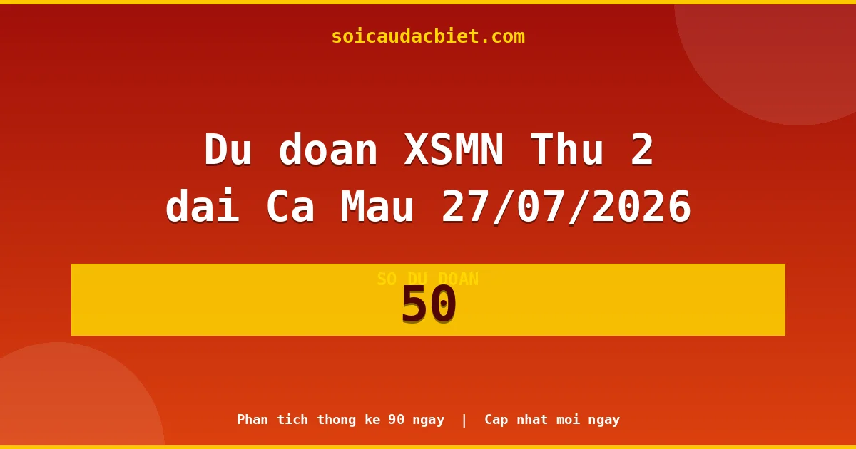 KQXS Cà Mau Thứ 2 27/07 — Kết quả xổ số Cà Mau hôm nay