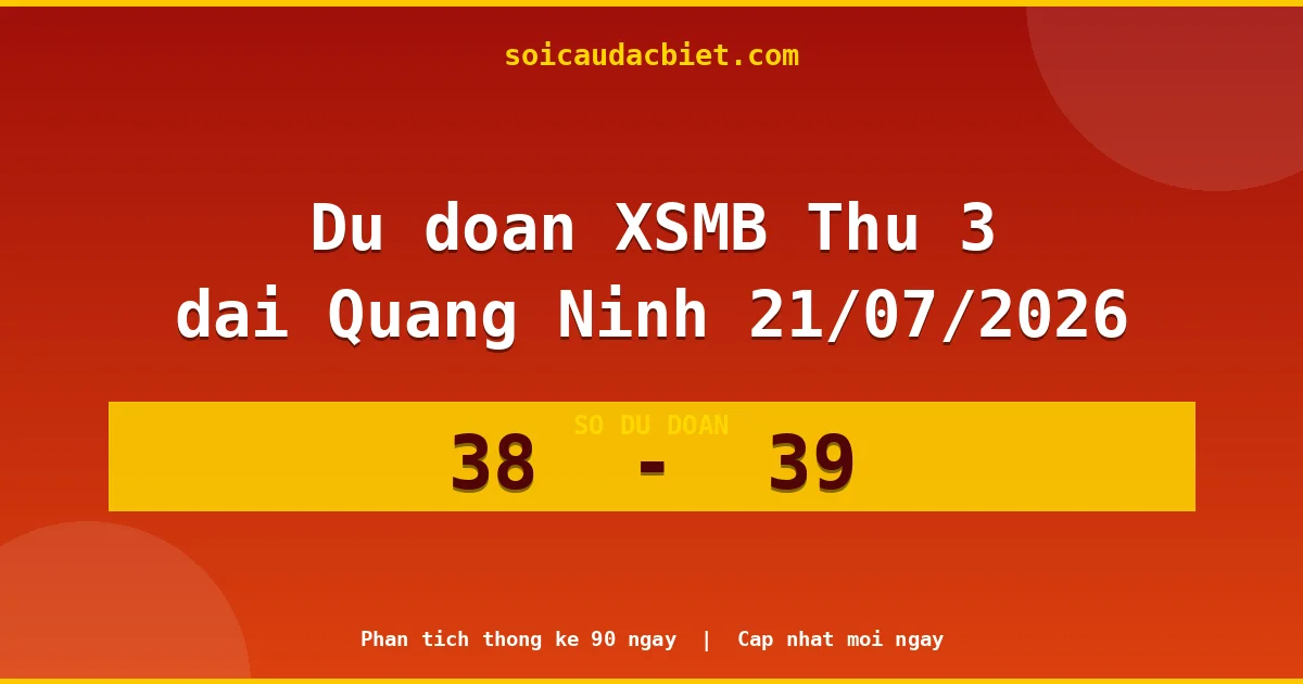 Dự đoán XSMB Thứ 3 đài Quảng Ninh 21/07 chuẩn xác nhất