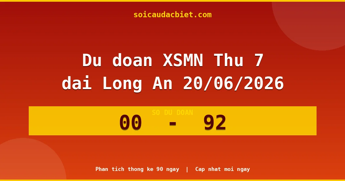 Dự đoán XSMN Thứ 7 đài Long An 20/06 chuẩn xác nhất