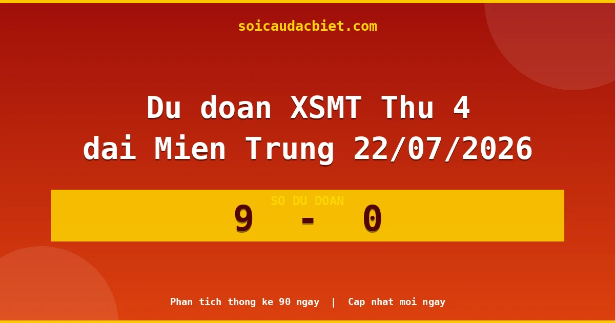 Soi cầu đầu đặc biệt 3 ngày Miền Trung hôm nay ngày 22/07/2026