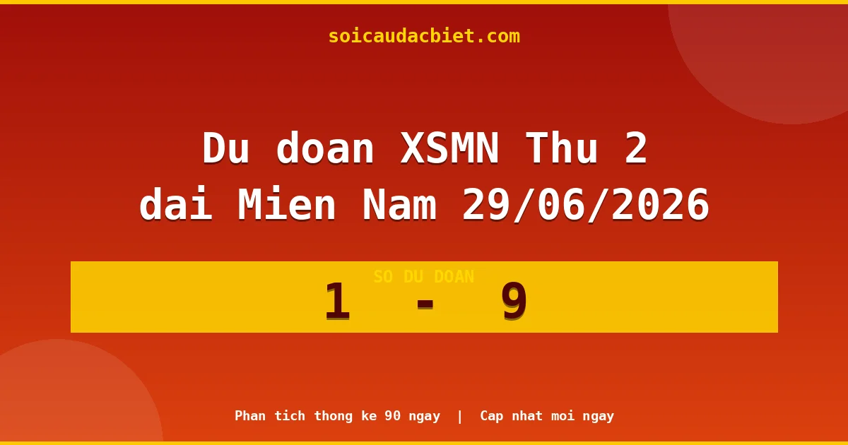 Soi cầu đầu đặc biệt 3 ngày Miền Nam hôm nay ngày 29/06/2026
