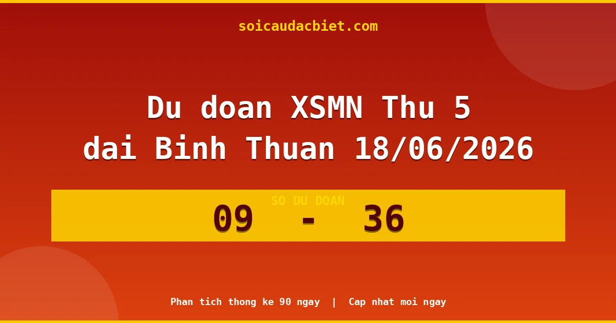 Dự đoán XSMN Thứ 5 đài Bình Thuận 18/06 chuẩn xác nhất