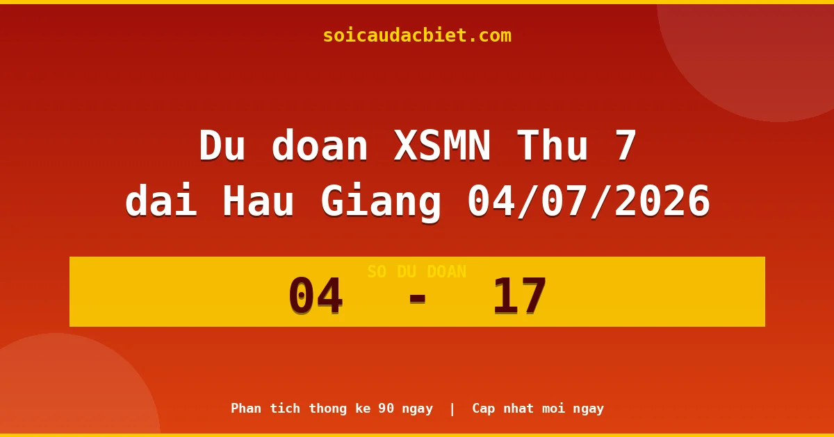 Dự đoán XSMN Thứ 7 đài Hậu Giang 04/07 chuẩn xác nhất