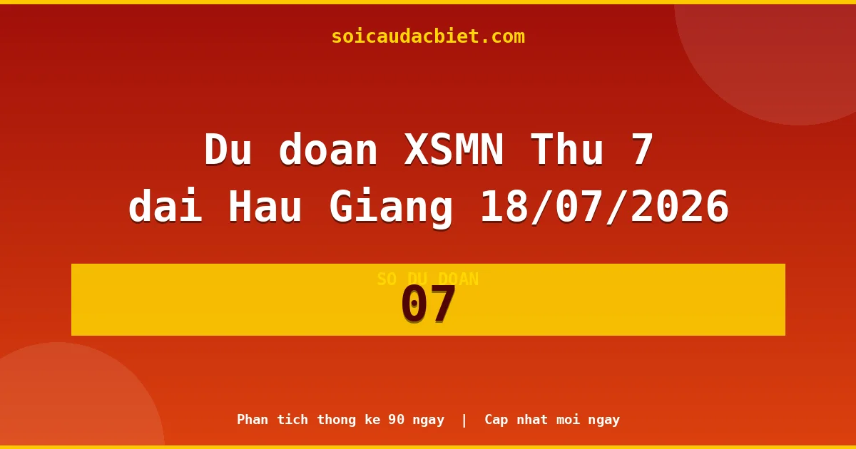 KQXS Hậu Giang Thứ 7 18/07 — Kết quả xổ số Hậu Giang hôm nay