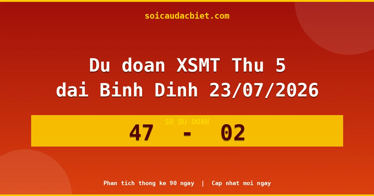 Dự đoán XSMT Thứ 5 đài Bình Định 23/07 chuẩn xác nhất
