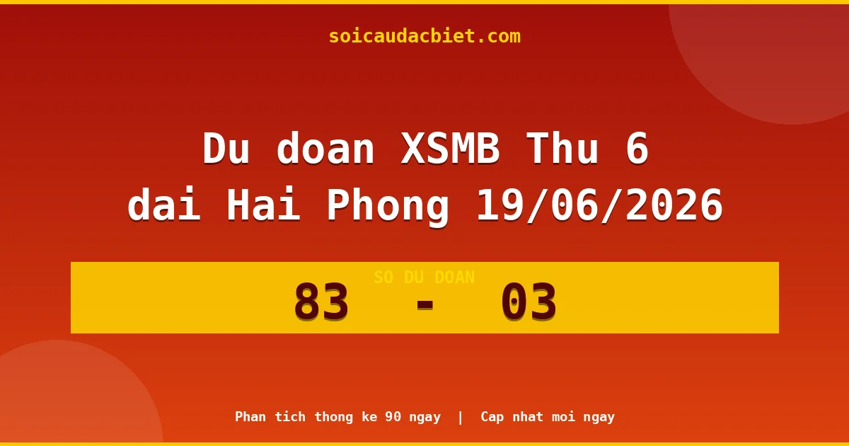 Dự đoán XSMB Thứ 6 đài Hải Phòng 19/06 chuẩn xác nhất