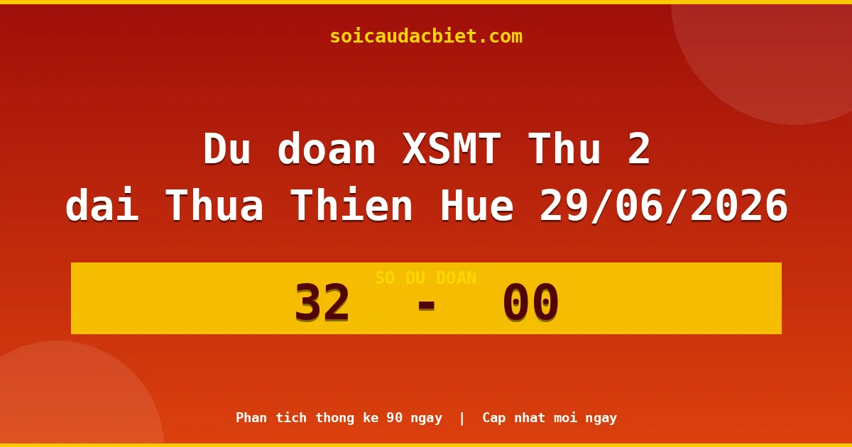 Dự đoán XSMT Thứ 2 đài Thừa Thiên Huế 29/06 chuẩn xác nhất