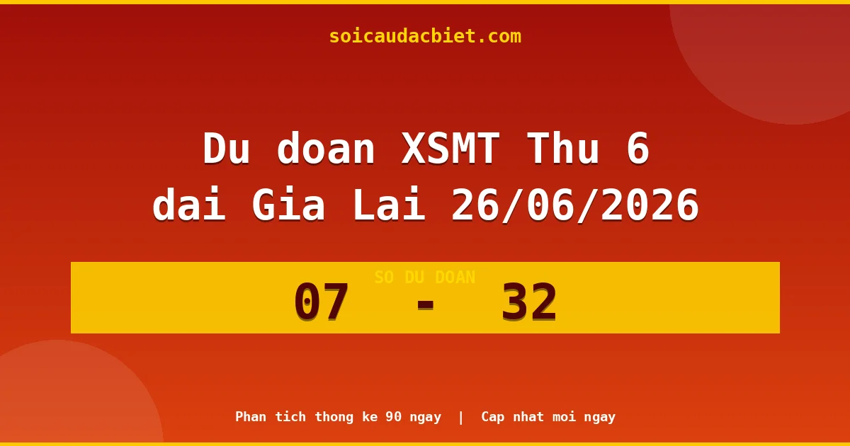 Dự đoán XSMT Thứ 6 đài Gia Lai 26/06 chuẩn xác nhất