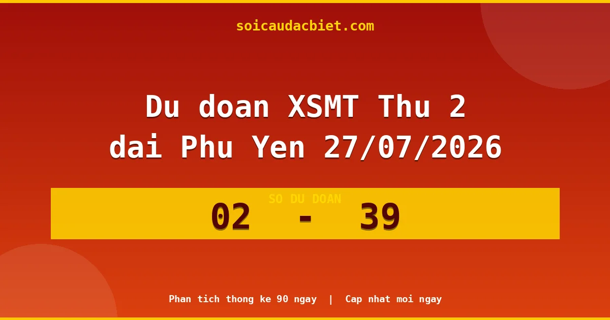 Dự đoán XSMT Thứ 2 đài Phú Yên 27/07 chuẩn xác nhất