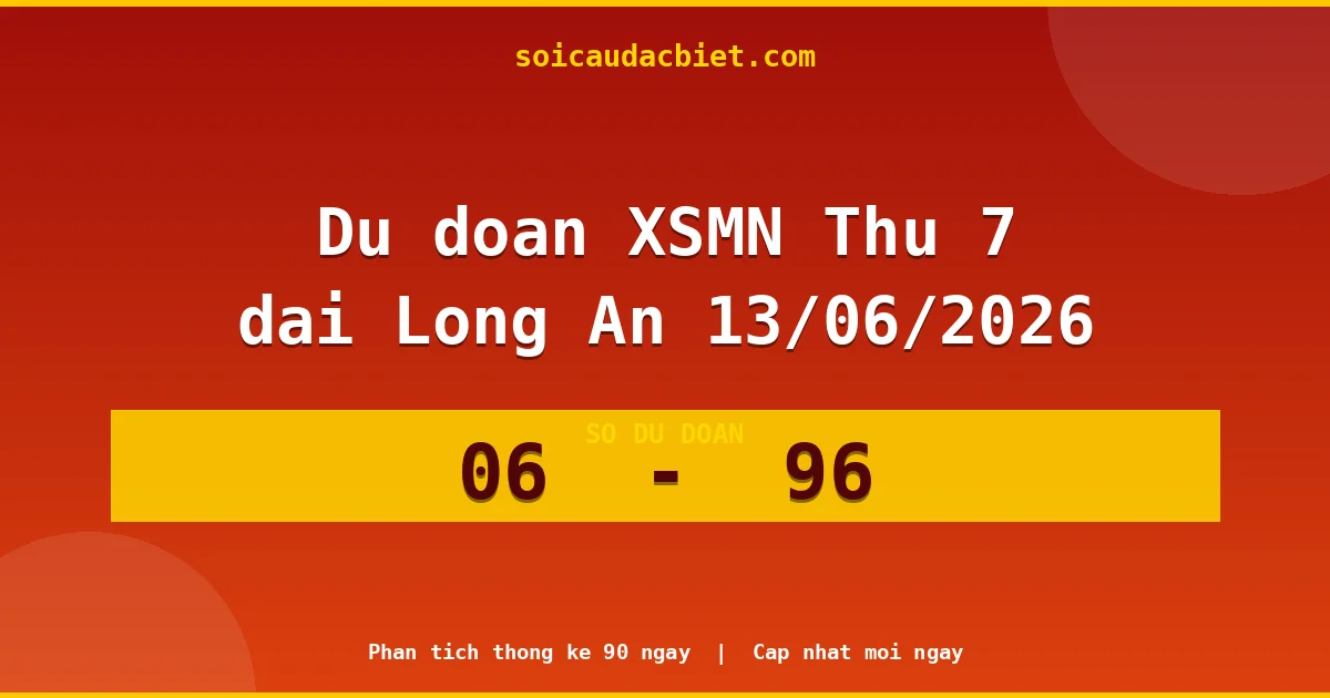 Dự đoán XSMN Thứ 7 đài Long An 13/06 chuẩn xác nhất