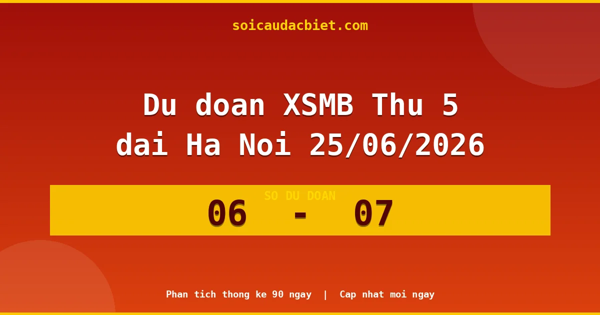 Dự đoán XSMB Thứ 5 đài Hà Nội 25/06 chuẩn xác nhất