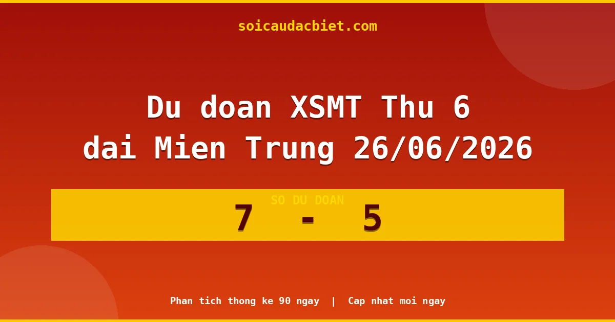 Soi cầu đầu đặc biệt 3 ngày Miền Trung hôm nay ngày 26/06/2026