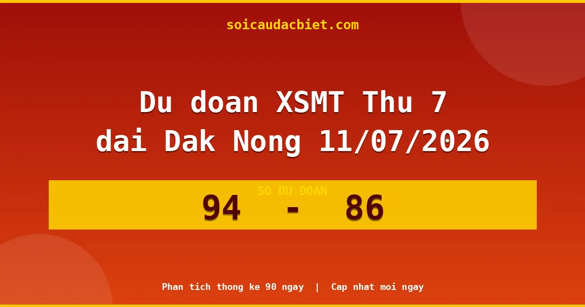 Dự đoán XSMT Thứ 7 đài Đắk Nông 11/07 chuẩn xác nhất