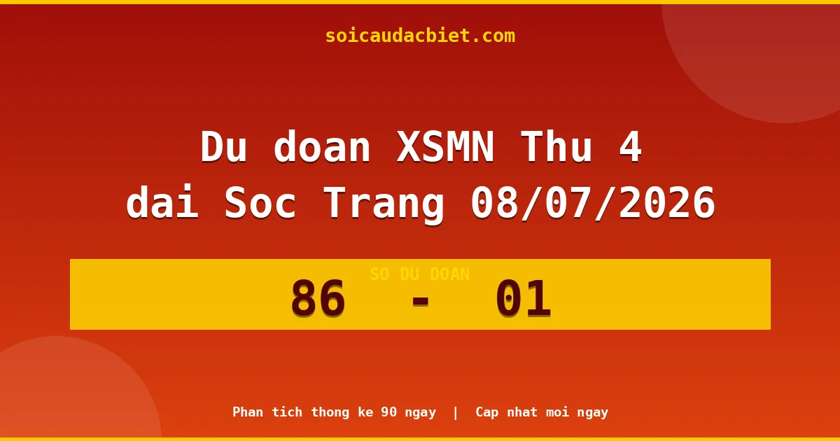 Dự đoán XSMN Thứ 4 đài Sóc Trăng 08/07 chuẩn xác nhất