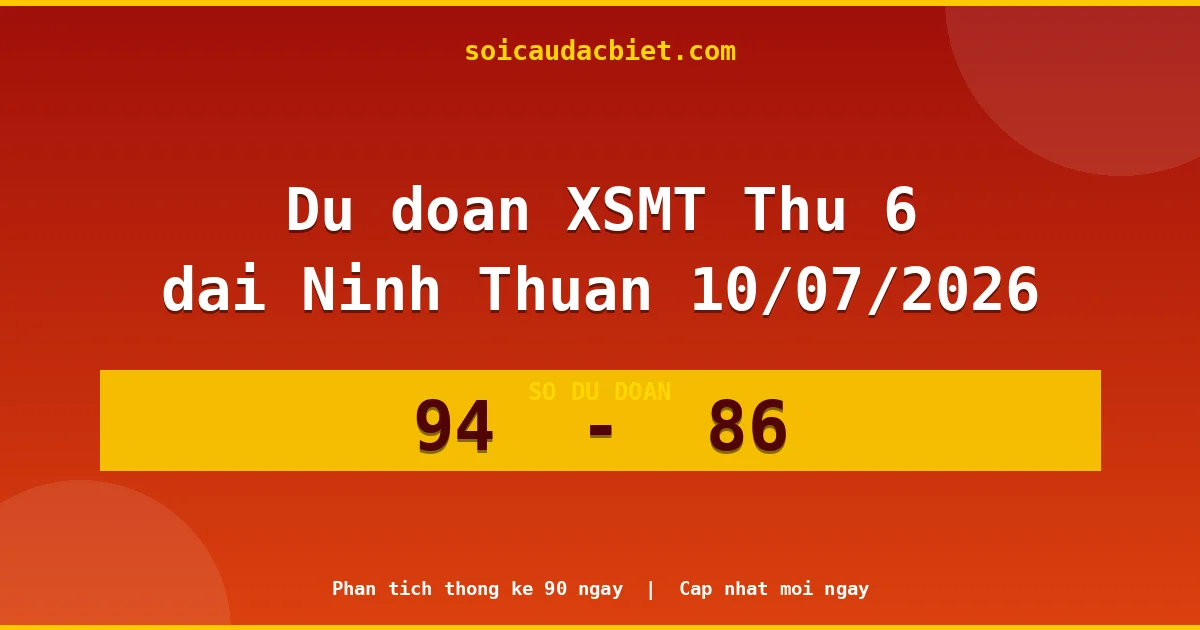 Dự đoán XSMT Thứ 6 đài Ninh Thuận 10/07 chuẩn xác nhất
