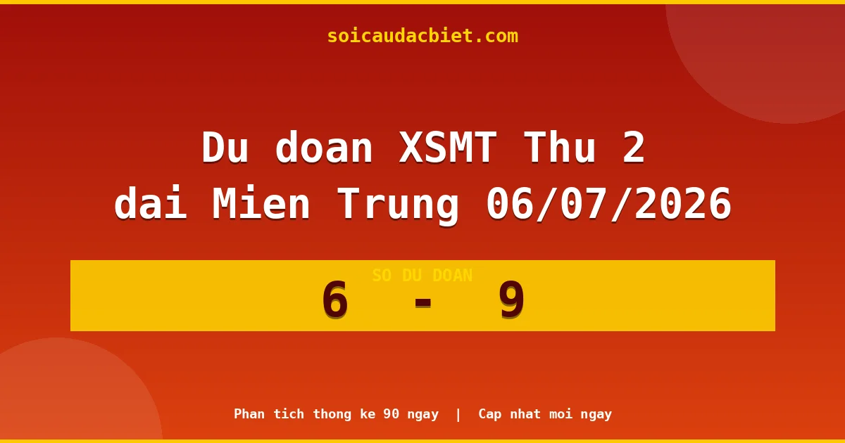 Soi cầu đầu đặc biệt 3 ngày Miền Trung hôm nay ngày 06/07/2026