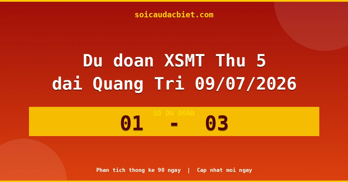 Dự đoán XSMT Thứ 5 đài Quảng Trị 09/07 chuẩn xác nhất