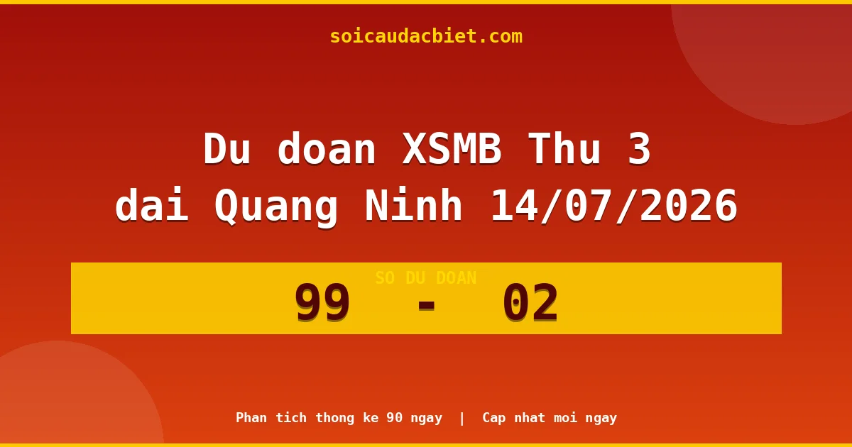 Dự đoán XSMB Thứ 3 đài Quảng Ninh 14/07 chuẩn xác nhất