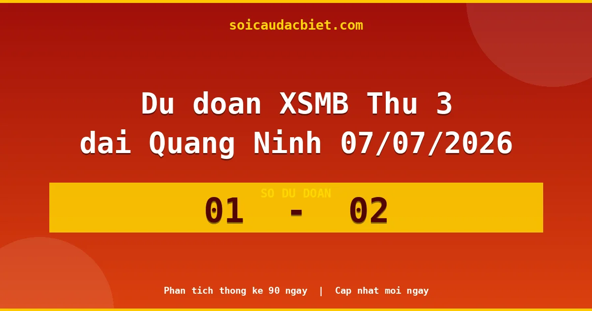 Dự đoán XSMB Thứ 3 đài Quảng Ninh 07/07 chuẩn xác nhất