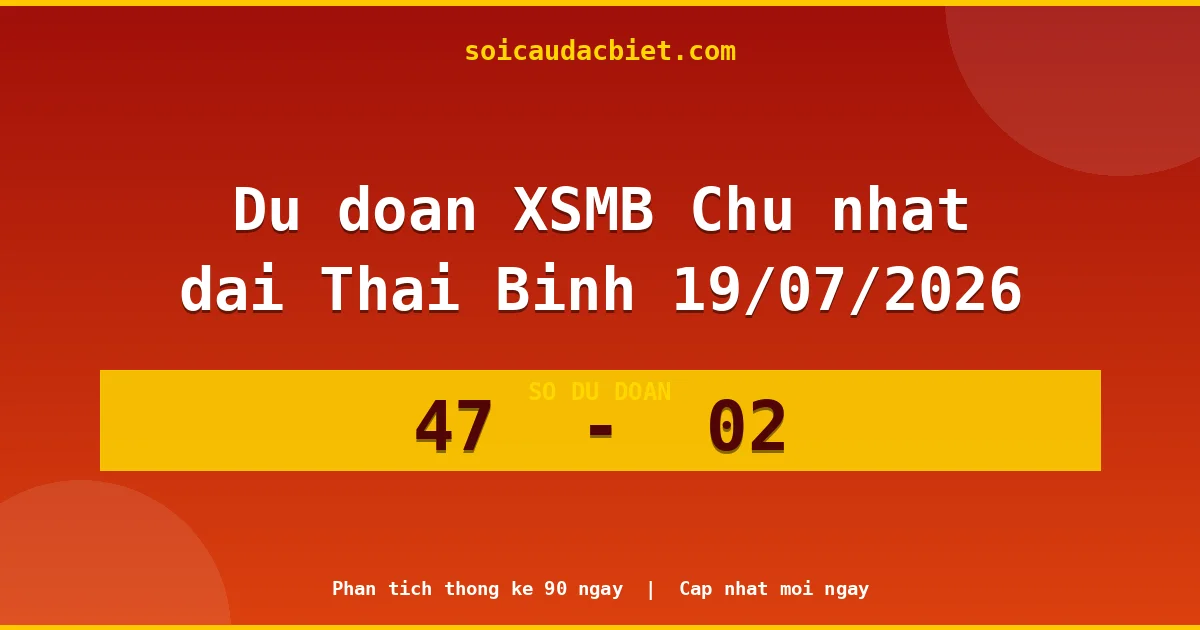 Dự đoán XSMB Chủ nhật đài Thái Bình 19/07 chuẩn xác nhất