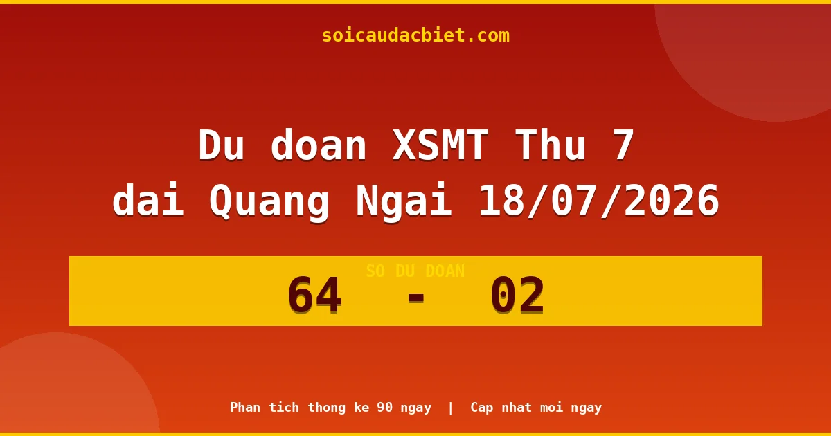 Dự đoán XSMT Thứ 7 đài Quảng Ngãi 18/07 chuẩn xác nhất
