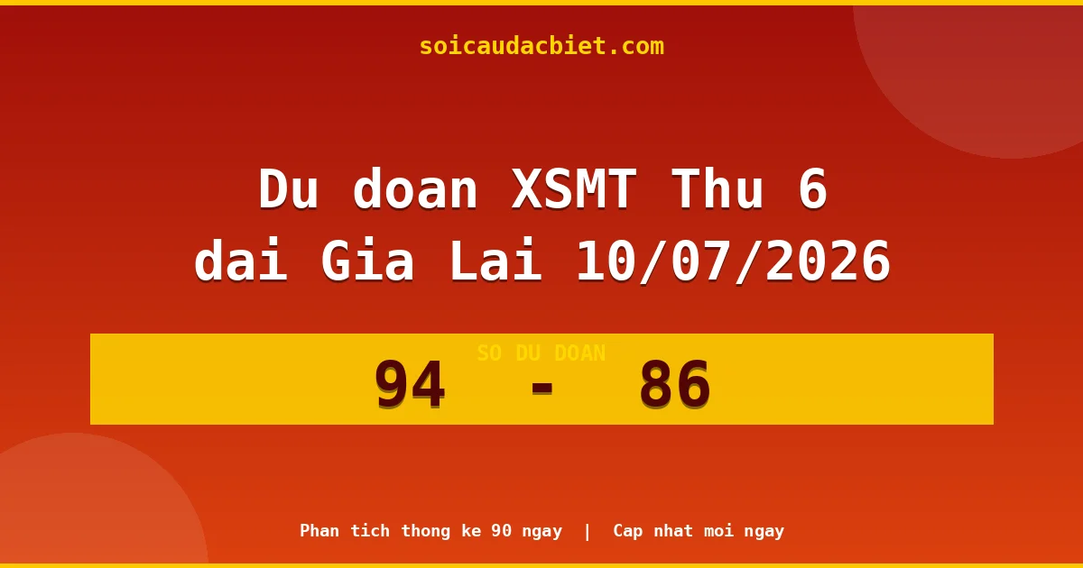 Dự đoán XSMT Thứ 6 đài Gia Lai 10/07 chuẩn xác nhất