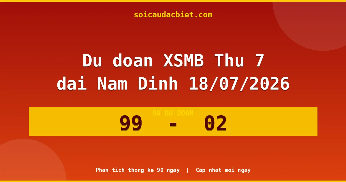 Dự đoán XSMB Thứ 7 đài Nam Định 18/07 chuẩn xác nhất
