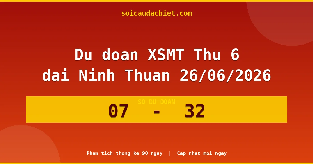 Dự đoán XSMT Thứ 6 đài Ninh Thuận 26/06 chuẩn xác nhất