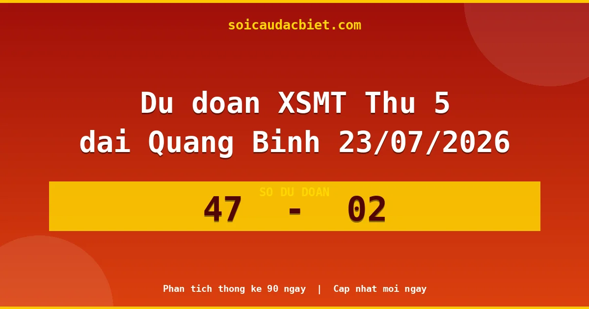 Dự đoán XSMT Thứ 5 đài Quảng Bình 23/07 chuẩn xác nhất