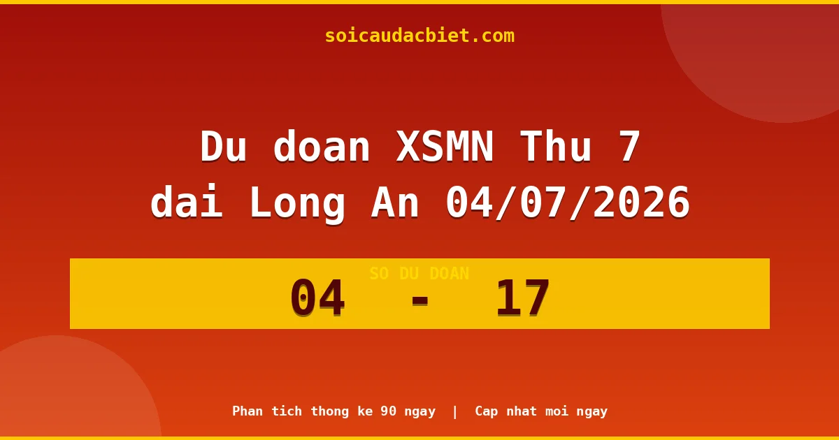 Dự đoán XSMN Thứ 7 đài Long An 04/07 chuẩn xác nhất