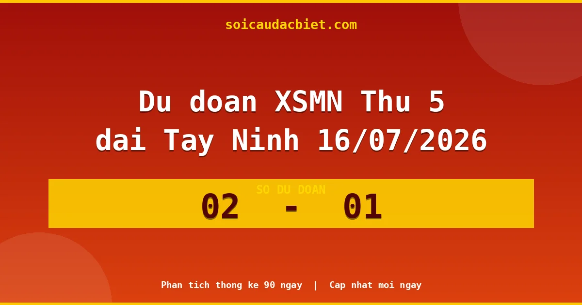 Dự đoán XSMN Thứ 5 đài Tây Ninh 16/07 chuẩn xác nhất