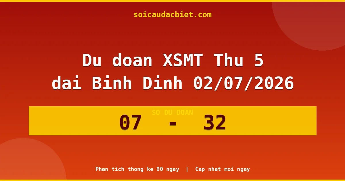 Dự đoán XSMT Thứ 5 đài Bình Định 02/07 chuẩn xác nhất
