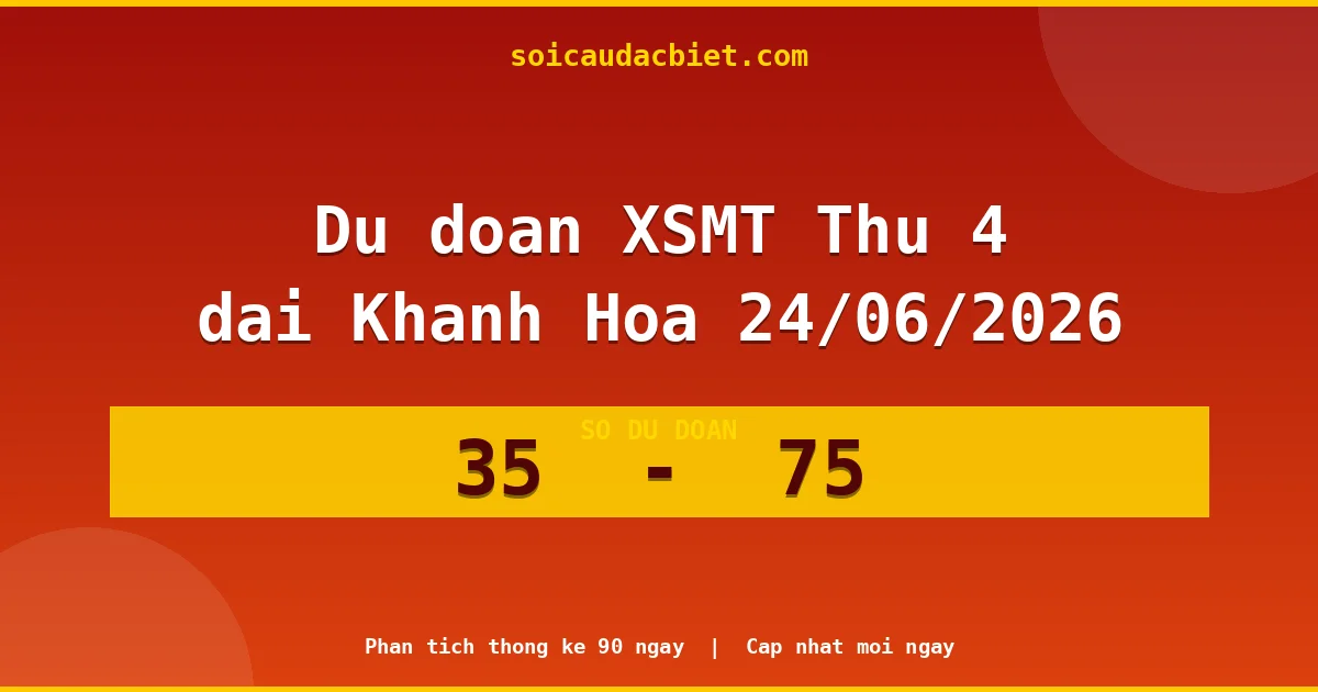 Dự đoán XSMT Thứ 4 đài Khánh Hòa 24/06 chuẩn xác nhất