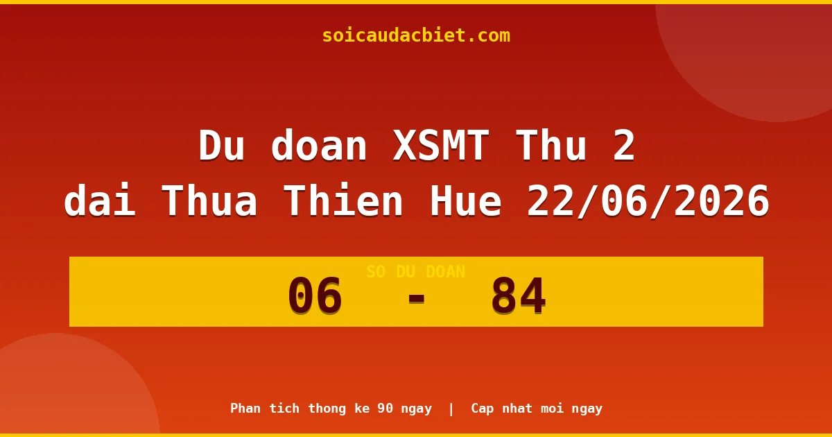 Dự đoán XSMT Thứ 2 đài Thừa Thiên Huế 22/06 chuẩn xác nhất