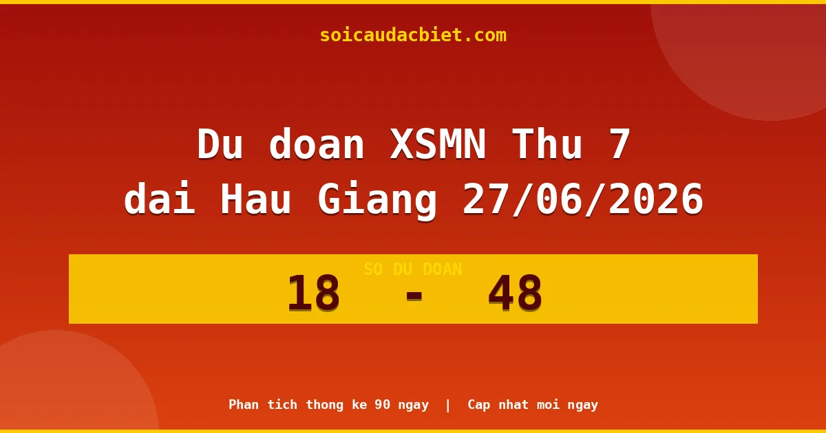 Dự đoán XSMN Thứ 7 đài Hậu Giang 27/06 chuẩn xác nhất