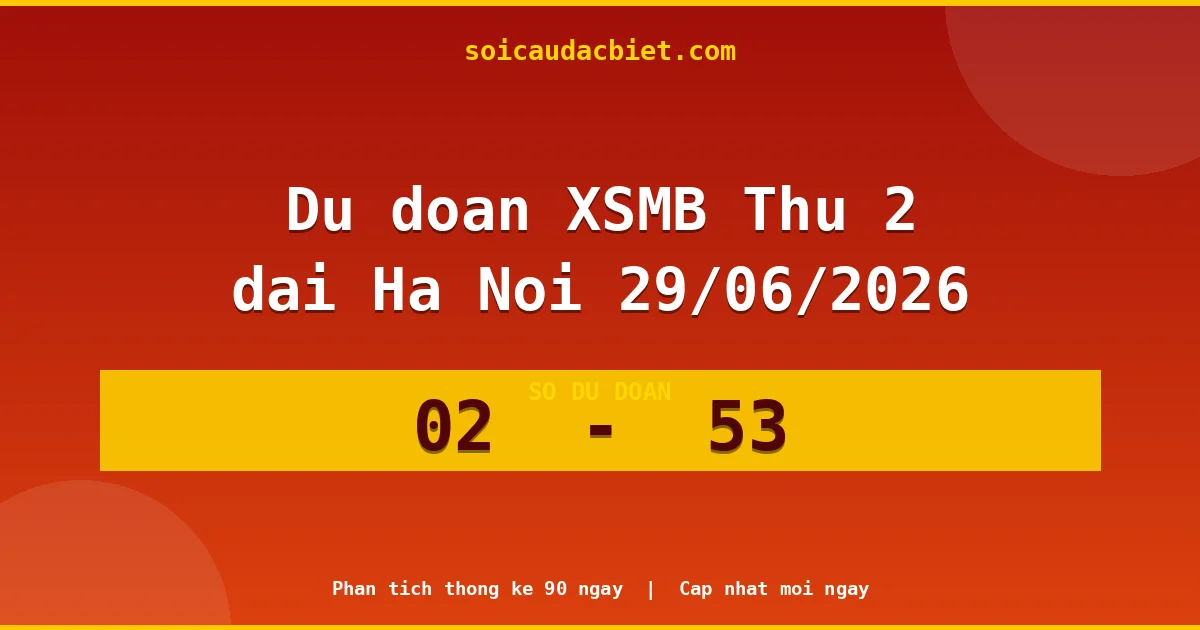 Dự đoán XSMB Thứ 2 đài Hà Nội 29/06 chuẩn xác nhất