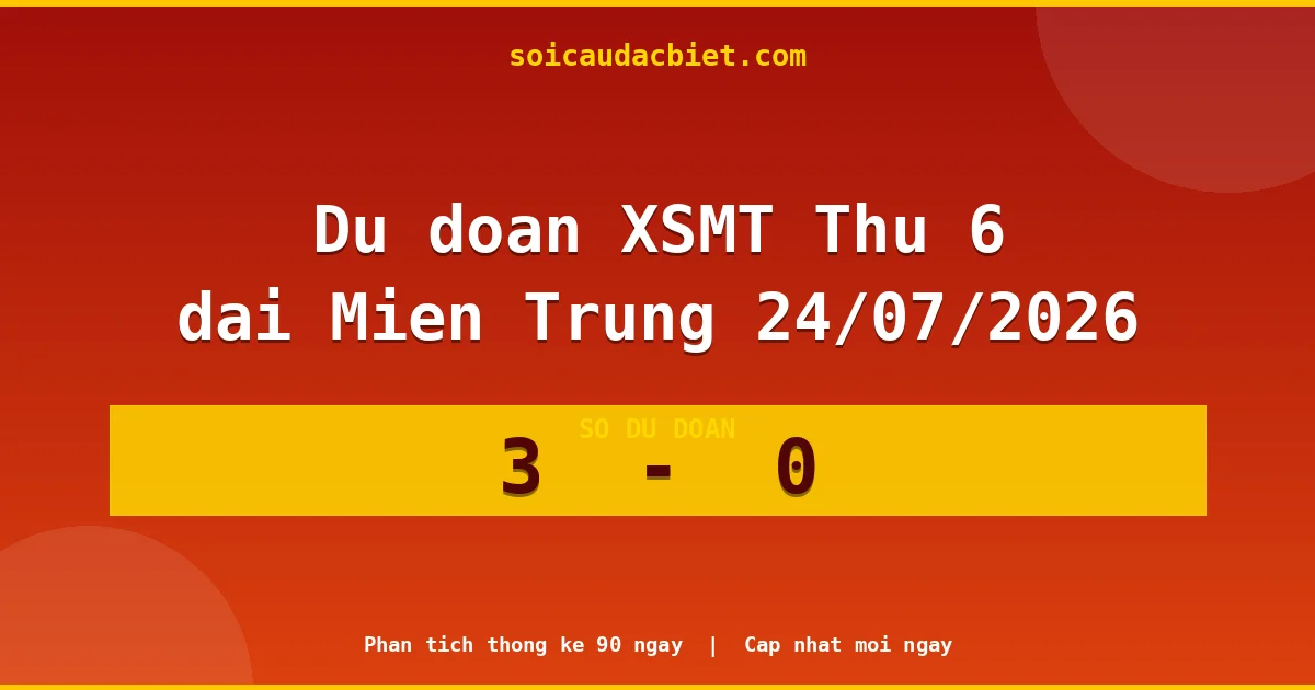 Soi cầu đầu đặc biệt 3 ngày Miền Trung hôm nay ngày 24/07/2026