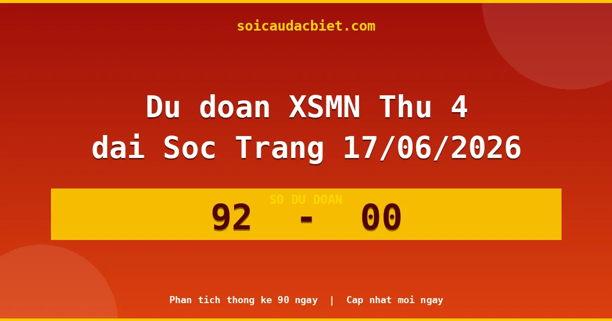 Dự đoán XSMN Thứ 4 đài Sóc Trăng 17/06 chuẩn xác nhất