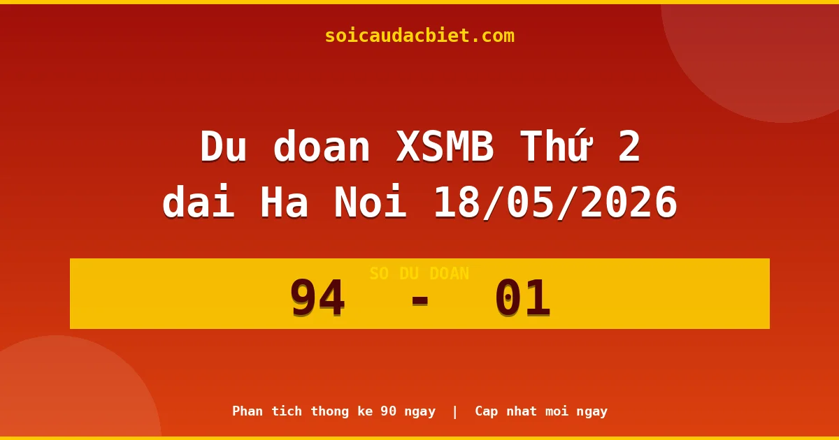 Dự đoán XSMB Thứ 2 đài Hà Nội 18/05 chuẩn xác nhất