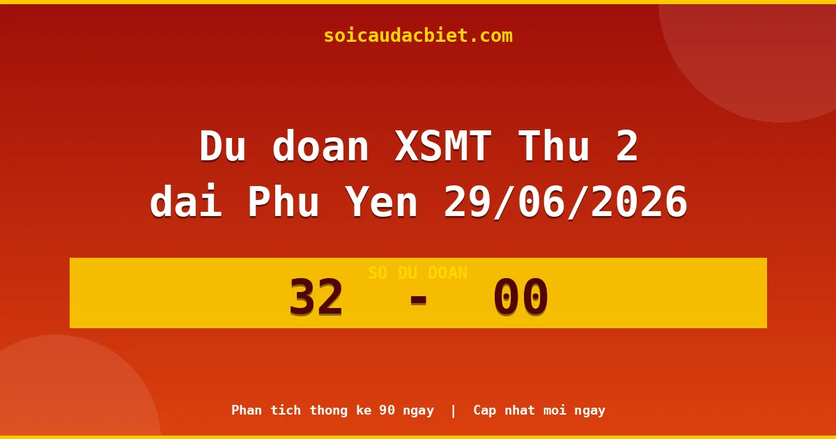 Dự đoán XSMT Thứ 2 đài Phú Yên 29/06 chuẩn xác nhất