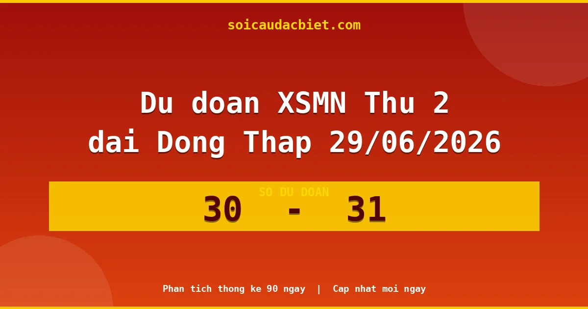 Dự đoán XSMN Thứ 2 đài Đồng Tháp 29/06 chuẩn xác nhất
