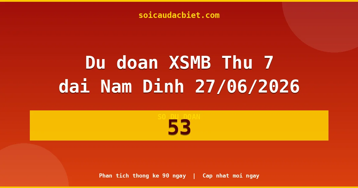 KQXS Nam Định Thứ 7 27/06 — Kết quả xổ số Nam Định hôm nay