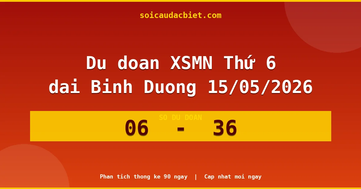 Dự đoán XSMN Thứ 6 đài Bình Dương 15/05 chuẩn xác nhất