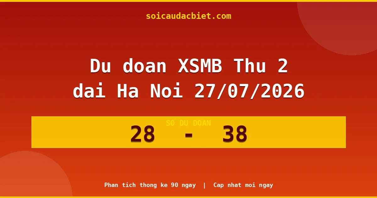 Dự đoán XSMB Thứ 2 đài Hà Nội 27/07 chuẩn xác nhất