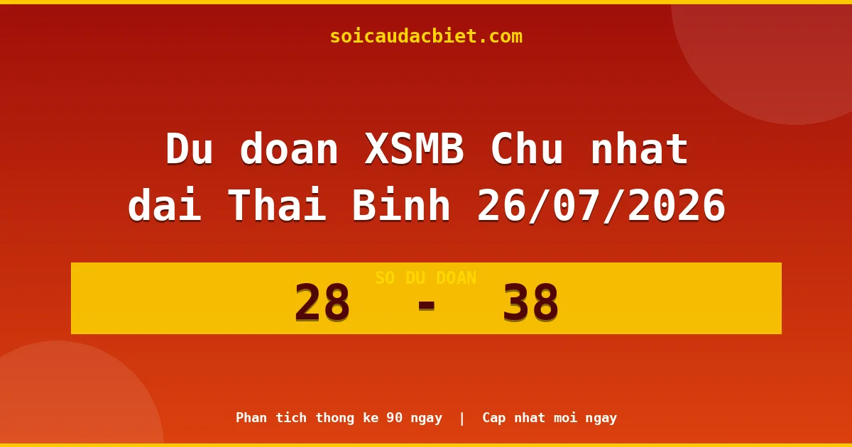 Dự đoán XSMB Chủ nhật đài Thái Bình 26/07 chuẩn xác nhất