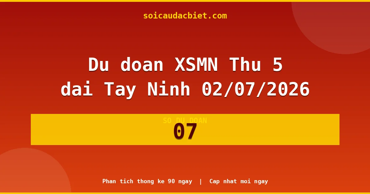 KQXS Tây Ninh Thứ 5 02/07 — Kết quả xổ số Tây Ninh hôm nay