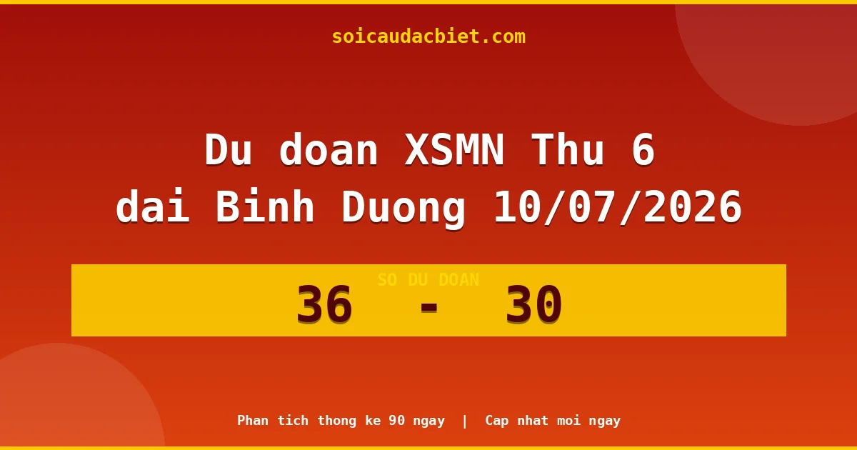 Dự đoán XSMN Thứ 6 đài Bình Dương 10/07 chuẩn xác nhất