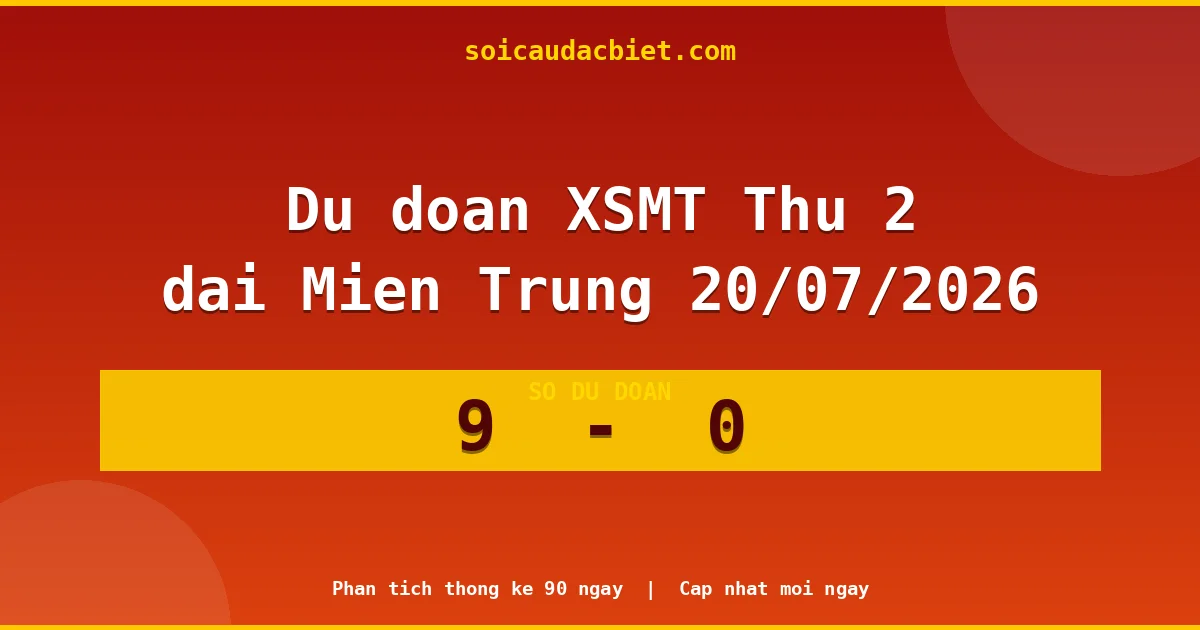 Soi cầu đầu đặc biệt 3 ngày Miền Trung hôm nay ngày 20/07/2026
